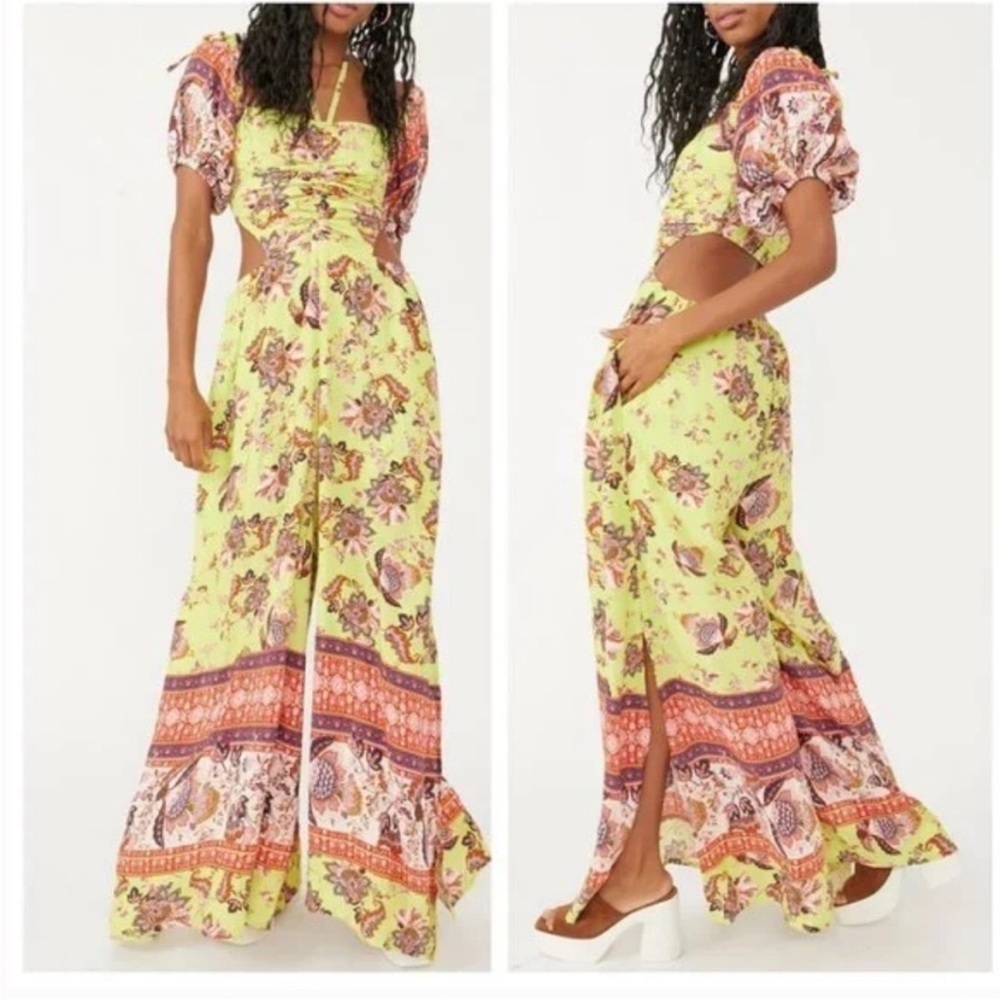 Free People Bohemian Jumpsuit in Yellow and Purple